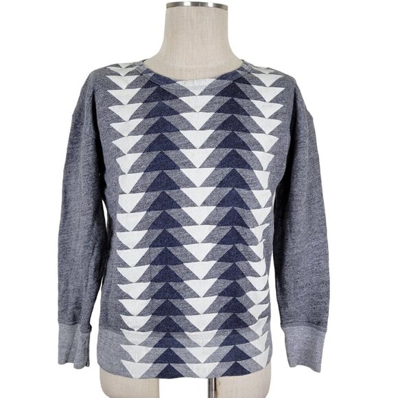J Crew Sweatshirt Women Size S Geometric Crew Neck Drop Shoulder Oversized Gray - Picture 2 of 14